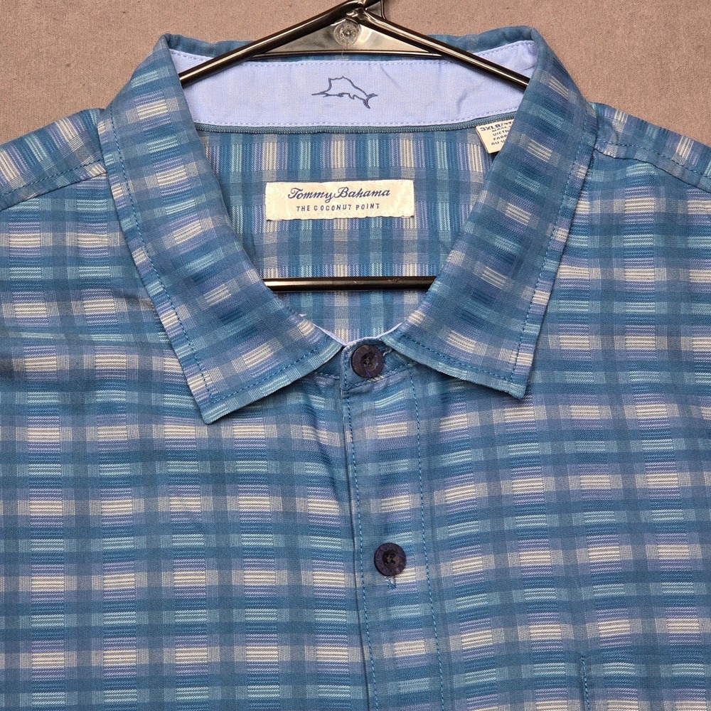 Tommy Bahama Coconut Point Pixel Paradise Blue Plaid Shirt Mens 3XLB IslandZone